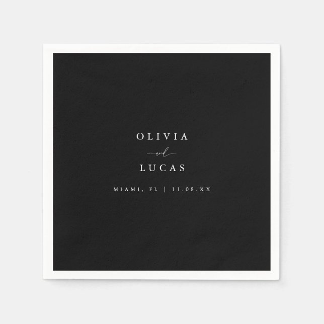 Moderne Schwarz-Weiß-Schriftzeichen Serviette (Vorderseite)