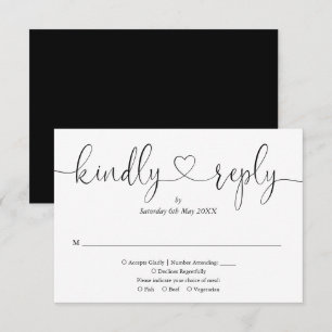 Moderne Schwarz-Weiß-Script-Heart-Kurze Antwort