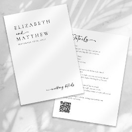 Moderne Schwarz-Weiß-Script-QR-Hochzeit Begleitkarte