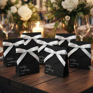 Moderne Schwarz-Weiß-Skripte Minimalistische Hochz Geschenkschachtel
