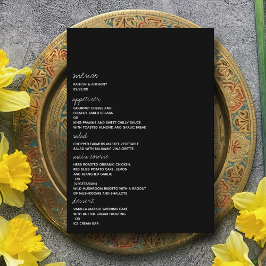 Moderne Schwarz-Weiß-Skripte Minimalistische Hochz Menükarte