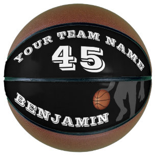Moderne Schwarz-Weiß-Spieler-Team-Name-Zahl Basketball