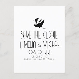 Moderne Schwarz-Weiß-Stachelrochen Save the Date Postkarte