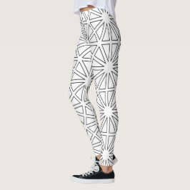 Moderne Schwarz-Weiß-Sternenburst-Geometrie Leggings