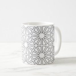 Moderne Schwarz-Weiß-Sternenexplosions-Geometrie Kaffeetasse