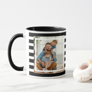 Moderne Schwarz-Weiß Streifen 2 Foto Tasse