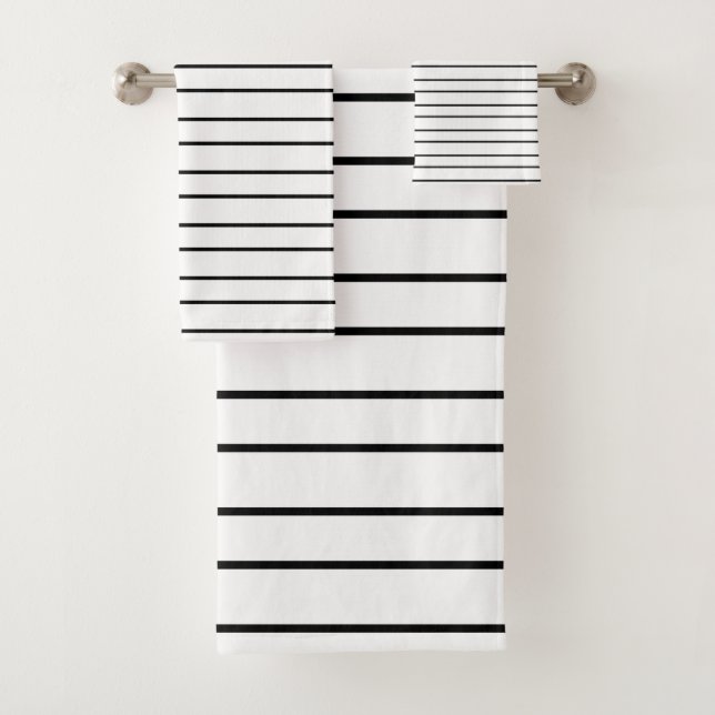 Moderne Schwarz-Weiß-Streifen Badhandtuch Set (Insitu)