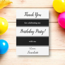 Moderne Schwarz-Weiß Streifen Elegant Geburtstag