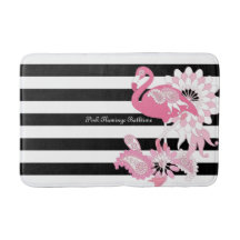 Moderne Schwarz-Weiß Streifen rosa Flamingo