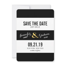 Moderne Schwarz-Weiß-Streifen Save the Date