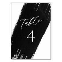 Moderne Schwarz + Weiß Sumi Tinte Tischnummer