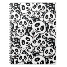 Moderne Schwarz-Weiß Süße Panda-Bär-Muster