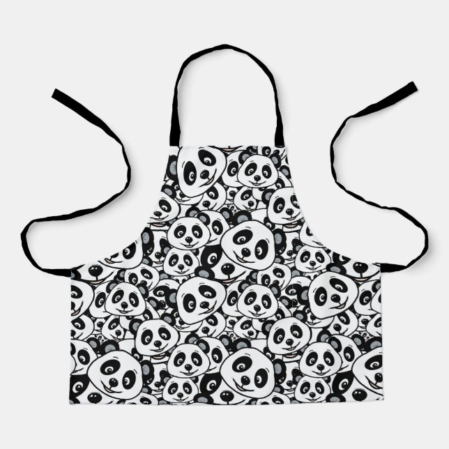 Moderne Schwarz-Weiß Süße Panda-Bär-Muster Schürze (Vorderseite)