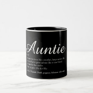Moderne Schwarz-Weiß-Tante-Tante-Definition Zweifarbige Tasse