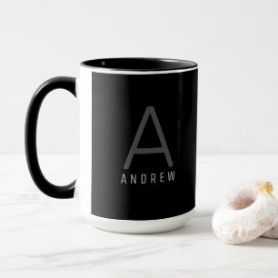 Moderne Schwarz-Weiß-Tasse für Mit Monogramm Kaffe Tasse