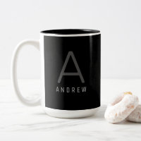 Moderne Schwarz-Weiß-Tasse für Mit Monogramm Kaffe