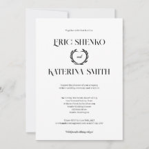 Moderne Schwarz-Weiß-Text-Stil Hochzeit einladen