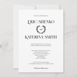Moderne Schwarz-Weiß-Text-Stil Hochzeit einladen Einladung