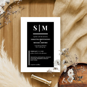 Moderne Schwarz-Weiß-Tone-Hochzeit Einladung