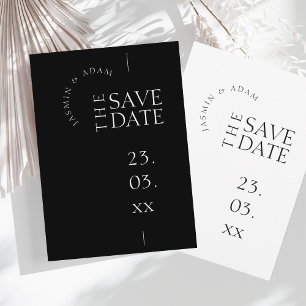 Moderne Schwarz-Weiß-Typografie-Hochzeit Save The Date