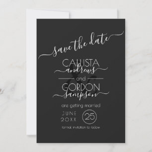 Moderne Schwarz-Weiß-Typografie-Hochzeit Save The Date