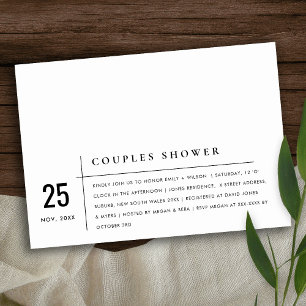 Moderne Schwarz-Weiß-Typografie-Paare Dusche Einladung