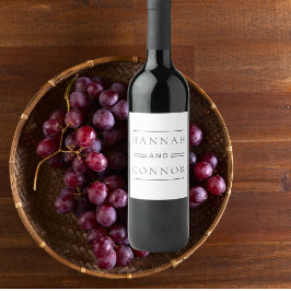 Moderne Schwarz-Weiß-Typografie Weinetikett