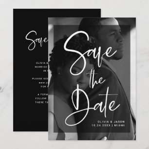 Moderne Schwarz-Weiß-Überlagerung   Foto Save The Date