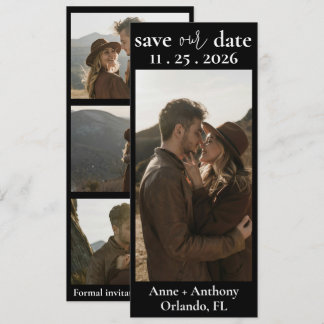 Moderne Schwarz-Weiß-Vier-Fotos Save the Date