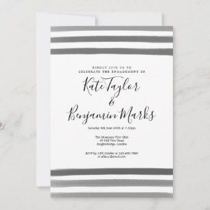 Moderne Schwarz-Weiß-Watercolor-Engagement-Party Einladung