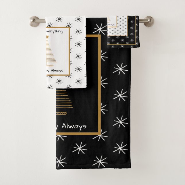 Moderne Schwarz-Weiß-Weihnachten  Badhandtuch Set (Insitu)