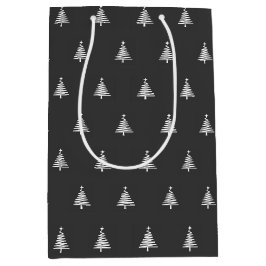 Moderne Schwarz-Weiß-Weihnachten Mittlere Geschenktüte