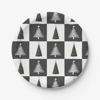 Moderne Schwarz-Weiß-Weihnachten Pappteller