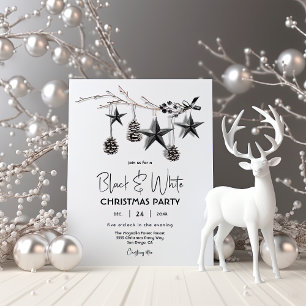 Moderne Schwarz-Weiß-Weihnachtsfeier Einladung