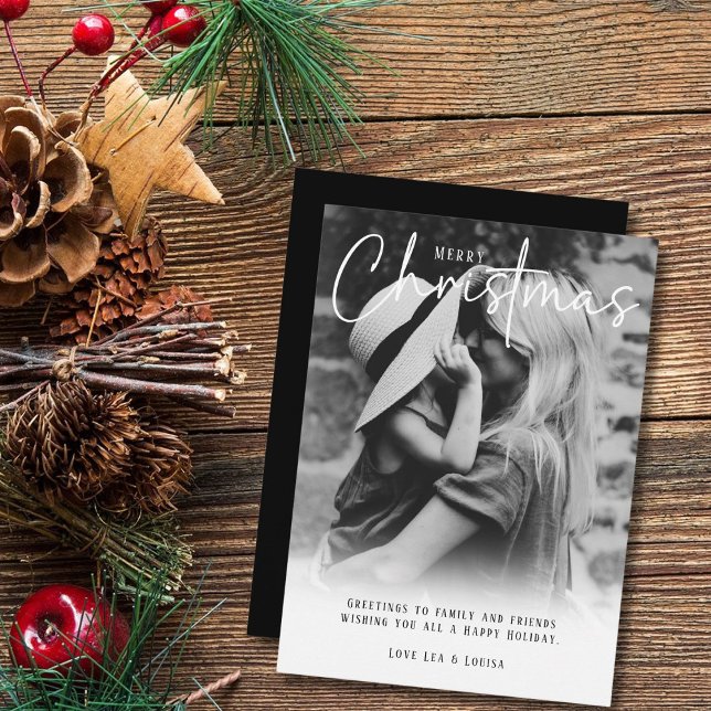 Moderne Schwarz-Weiß-Weihnachtsgrüße Feiertagskarte (Von Creator hochgeladen)