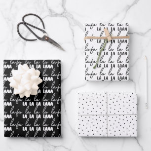 Moderne Schwarz-Weiß-Weihnachtsmuster-Familie Geschenkpapier Set