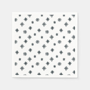 Moderne Schwarz-Weiß-Weihnachtsschneeflocken Serviette