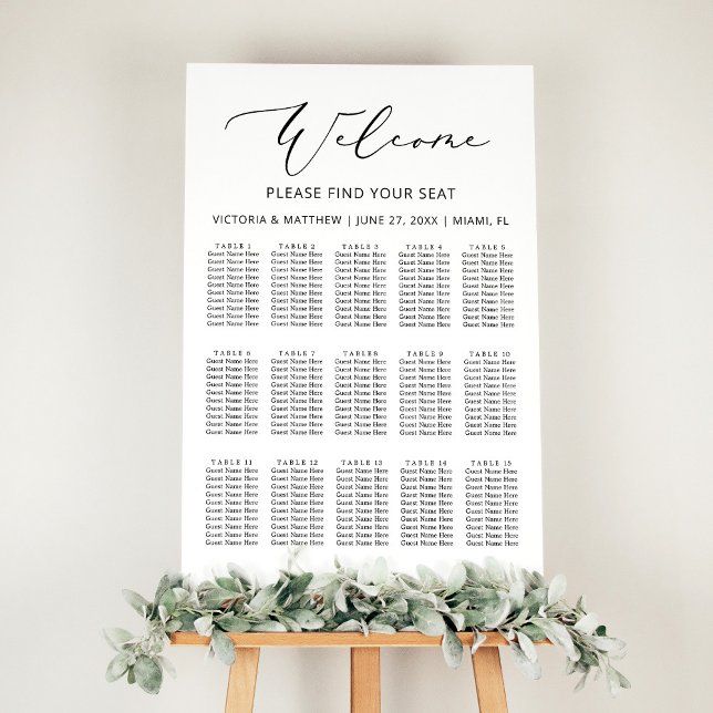 Moderne Schwarz-weiße 15 Tische für Hochzeiten Poster (Von Creator hochgeladen)