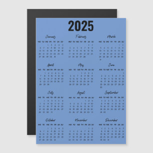 Moderne Schwarz-weiße 2025 Kalender Volljahresperi Magnetkarte