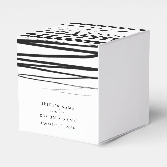 Moderne Schwarz-weiße Abstrakte Gastgeschenk Hochz Geschenkschachtel (Vorderseite)