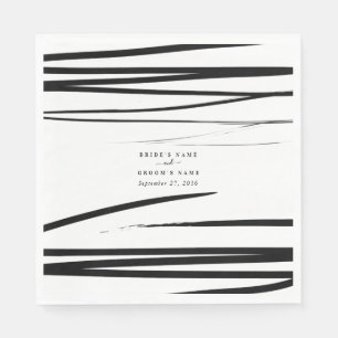 Moderne Schwarz-weiße Abstrakte Gastgeschenk Hochz Serviette