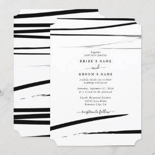 Moderne Schwarz-weiße Abstrakte Hochzeit Einladung