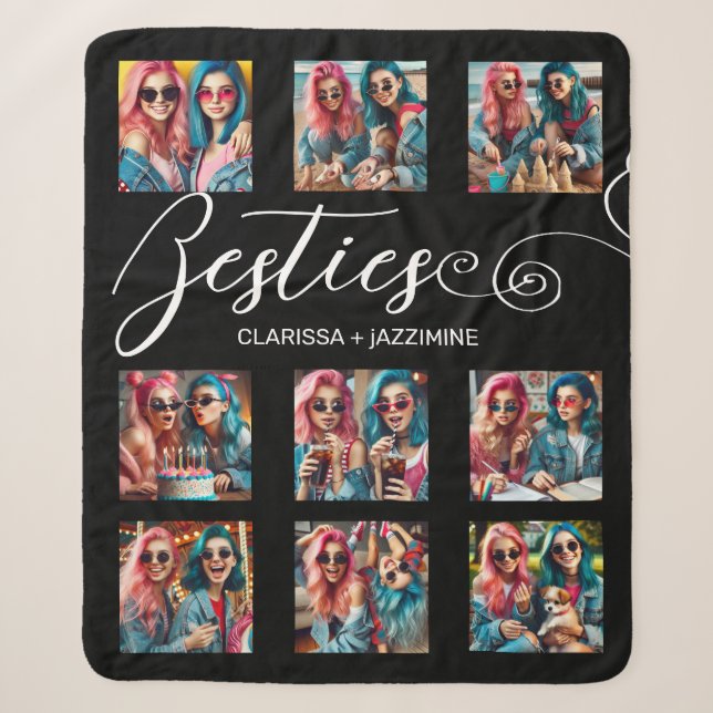 /Moderne Schwarz-weiße Bestie 9 FotoCollage Sherpadecke (Vorderseite)