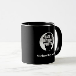 moderne Schwarz-weiße Bezeichnung & Initialen mit  Tasse