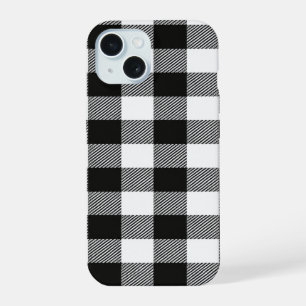 Moderne schwarz-weiße Buffalo-Karo-iPhone-Hülle iPhone 15 Hülle
