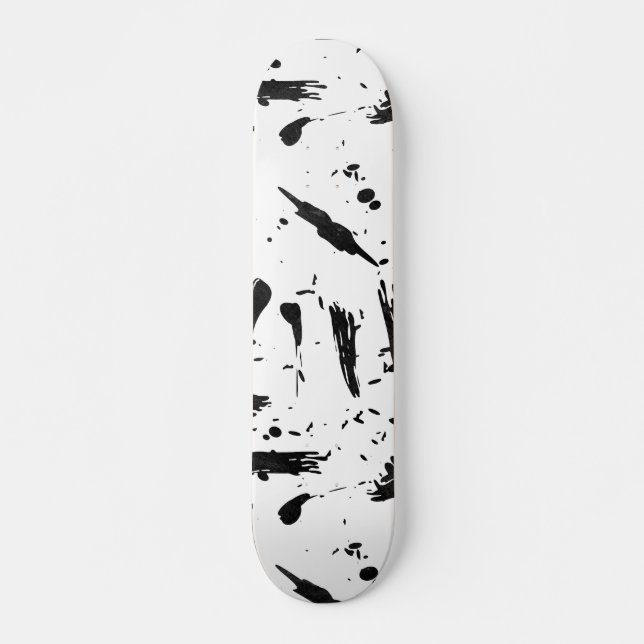 Moderne Schwarz-weiße Bürste streicht Skateboard (Vorne)