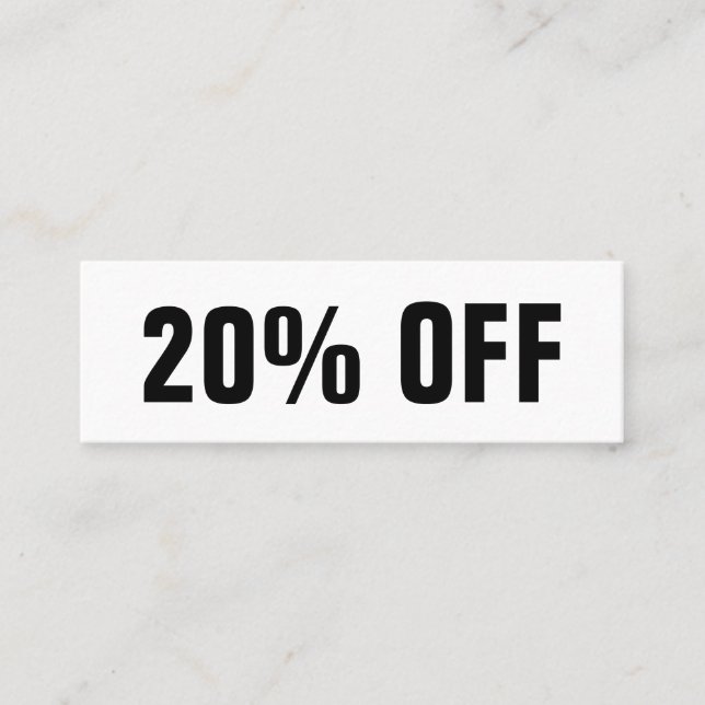 Moderne, schwarz-weiße Discount-Karte Mini Visitenkarte (Vorderseite)