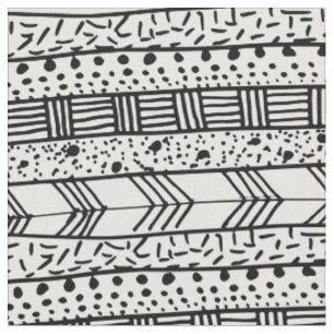 Moderne Schwarz-weiße geometrische Brushstrokes Stoff