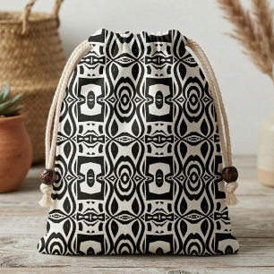 Moderne Schwarz-Weiße Geometrische Tribal-Abstrakt Stoff