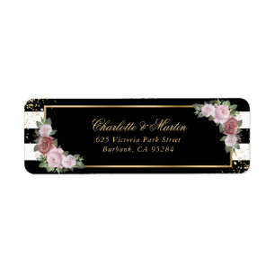 Moderne Schwarz-weiße Goldene Konfetti Rosa Rose